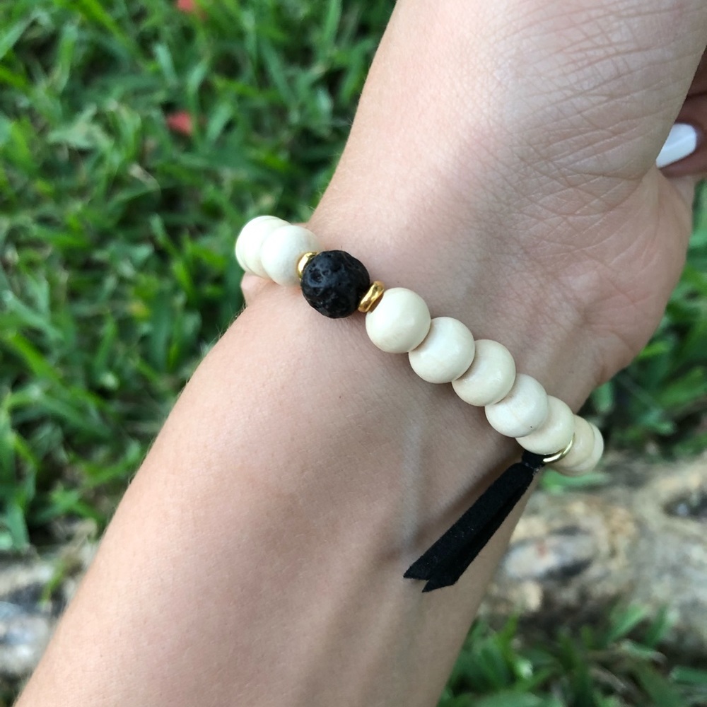 Gemstone wood diffuser aromatherapy bracelet lava - Picture 4 of 8